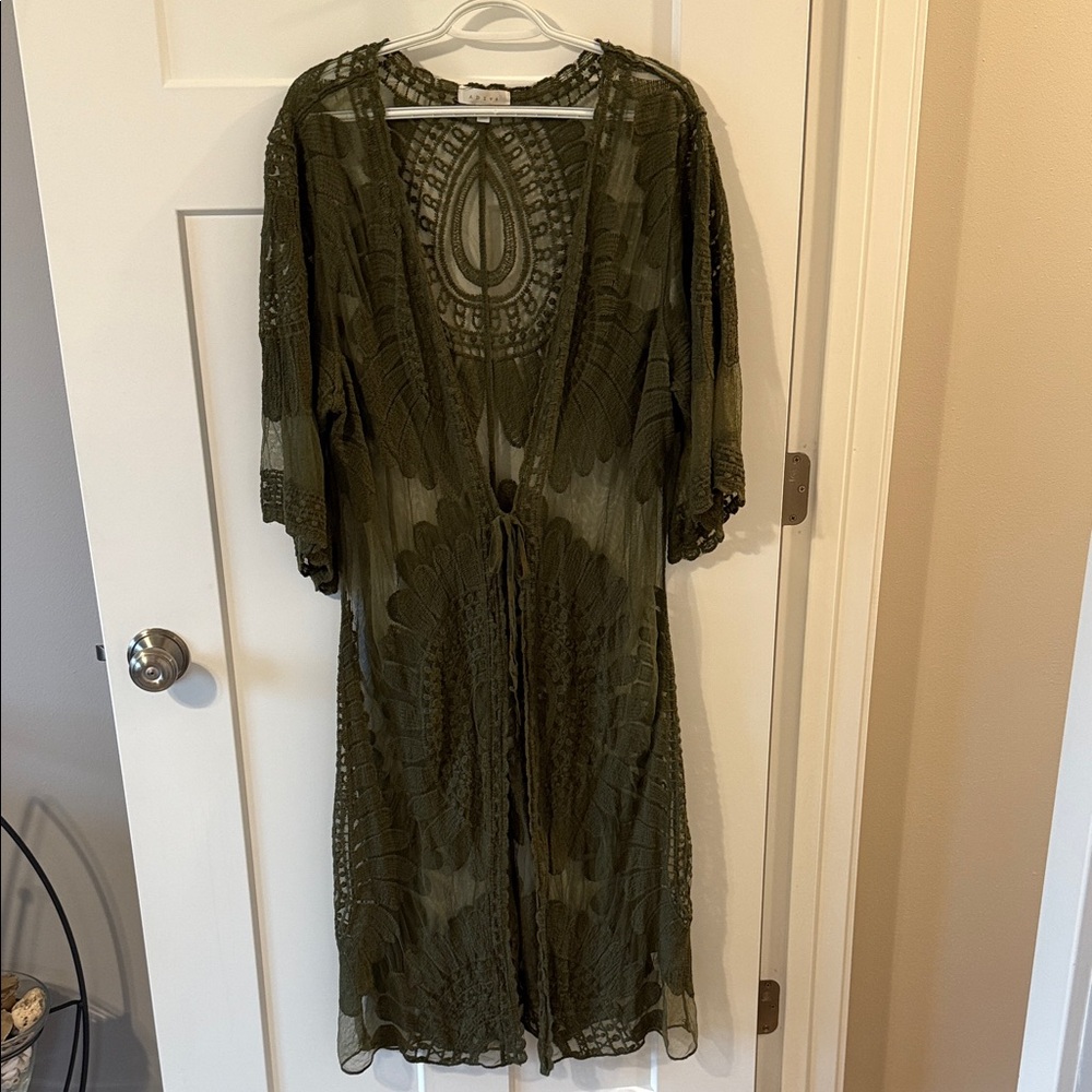 Adiva Olive Sheer Lace Top